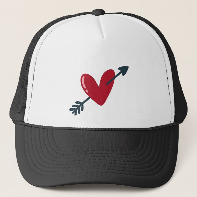 Heart With Arrow Valentine Minimal T-Shirt Truckerkappe (Vorderseite)
