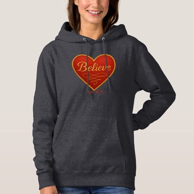 Heart with Believe in Gold Hoodie (Vorderseite)