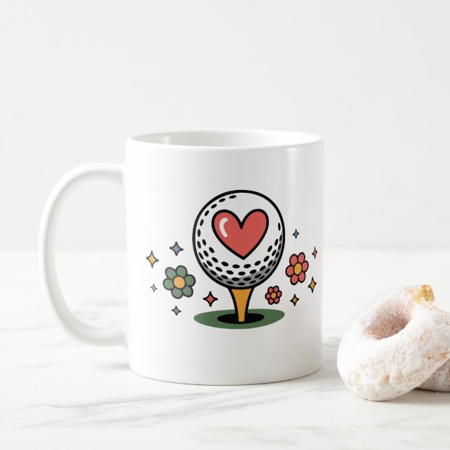 Heart With Floral Elements Mug — Health & Wellness Kaffeetasse (Mit Donut)