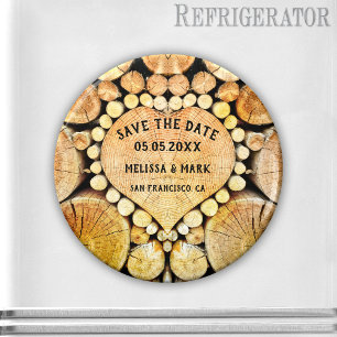 Heart Wood Rings Timber Speichern Sie das Date Mag Magnet