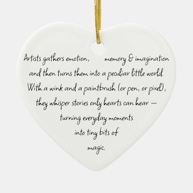 Heart Words Explaining and Artist Whimsical Art Keramik Ornament (Vorne)