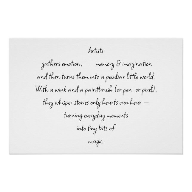 Heart Words Explaining and Artist Whimsical Art Poster (Vorderseite)