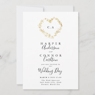 Heart Wreath Monogram Wedding Einladung