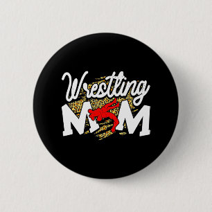 Heart Wrestling Mama Mama Martial Art Leopard Button
