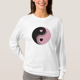 Heart Yin Yang T - Shirt Rosa und schwarze Balan