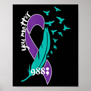 Heart You 988 Selbstmordpräventionsbewusstsein Poster