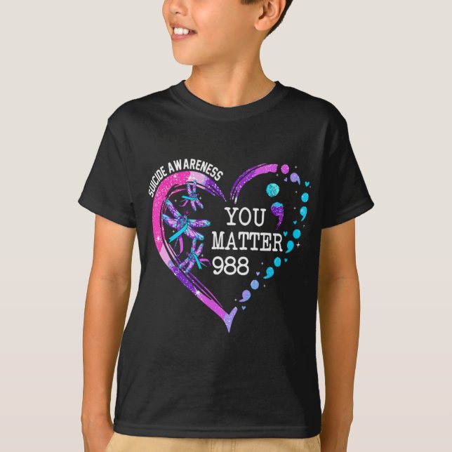 Heart You 988 Suicide Prevention Awareness  T-Shirt (Vorderseite)