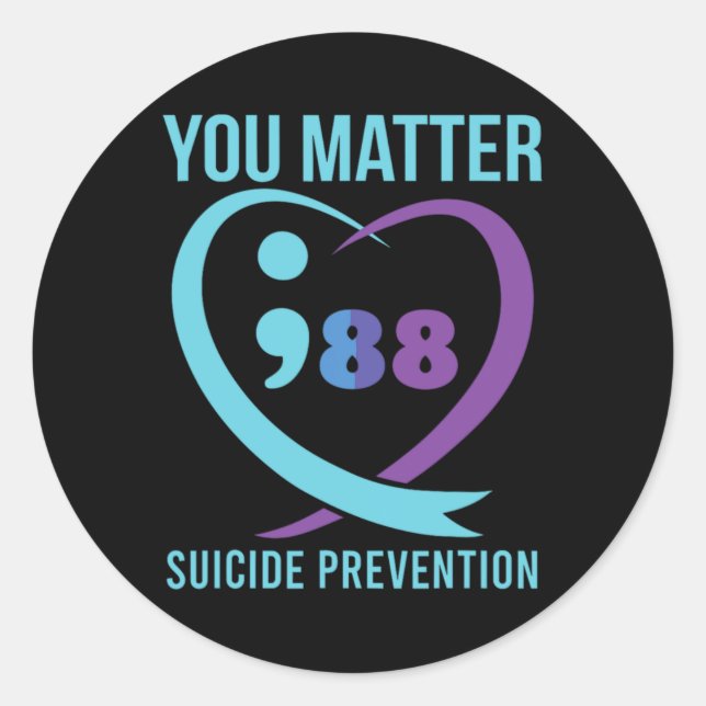 Heart You Problem 988 Suicide Prevention Awareness Runder Aufkleber (Vorderseite)