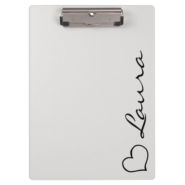 Heart Your Name Script Custom Gift Clipboard Klemmbrett (Vorderseite)