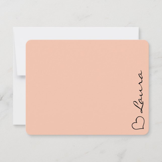 Heart Your Name Script Custom Gift Note Card Mitteilungskarte (Vorderseite)