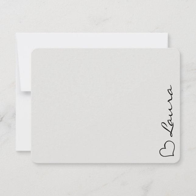 Heart Your Name Script Custom Gift Note Card Mitteilungskarte (Vorderseite)