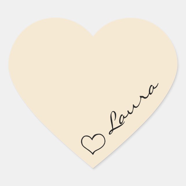 Heart Your Name Script Custom Gift Sticker (Vorderseite)