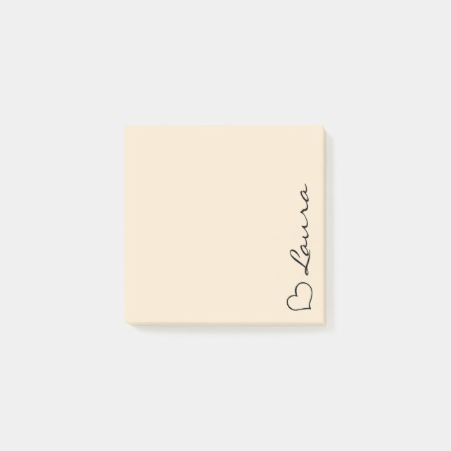 Heart Your Name Script Custom Gift Sticky Notes Post-it Klebezettel (Vorderseite)