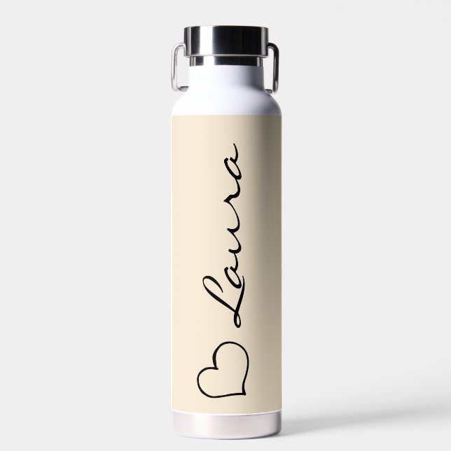Heart Your Name Script Custom Gift Water Bottle Trinkflasche (Vorne)