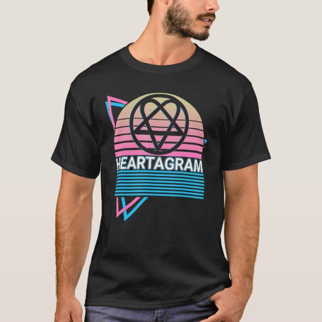 Heartagram Pentagram Retro T-Shirt (Vorderseite)