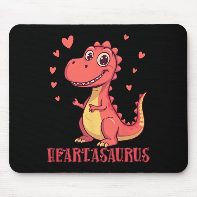 Heartasaurus Süßes Dinosaurier Valentins-Design  Mousepad (Vorne)