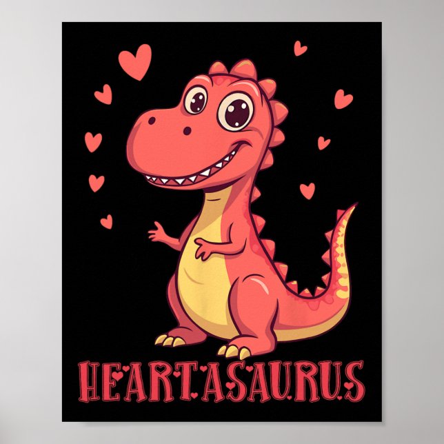 Heartasaurus Süßes Dinosaurier Valentins-Design  Poster (Vorne)