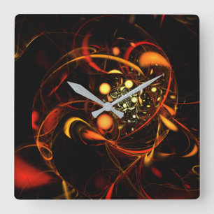 Heartbeat Abstract Art Square Quadratische Wanduhr