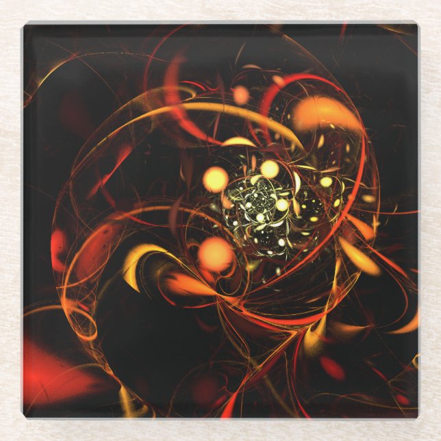 Heartbeat Abstrakt Art Glasuntersetzer (Vorderseite)