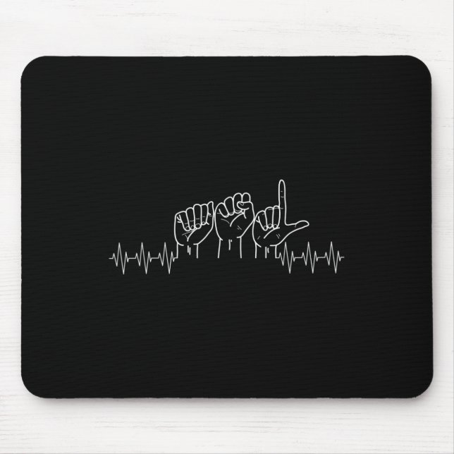Heartbeat ASL Design for ASL Lover Deaf Day Awaren Mousepad (Vorne)