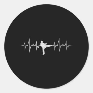 Heartbeat Athlete Sparring Martial Arts Black Belt Runder Aufkleber