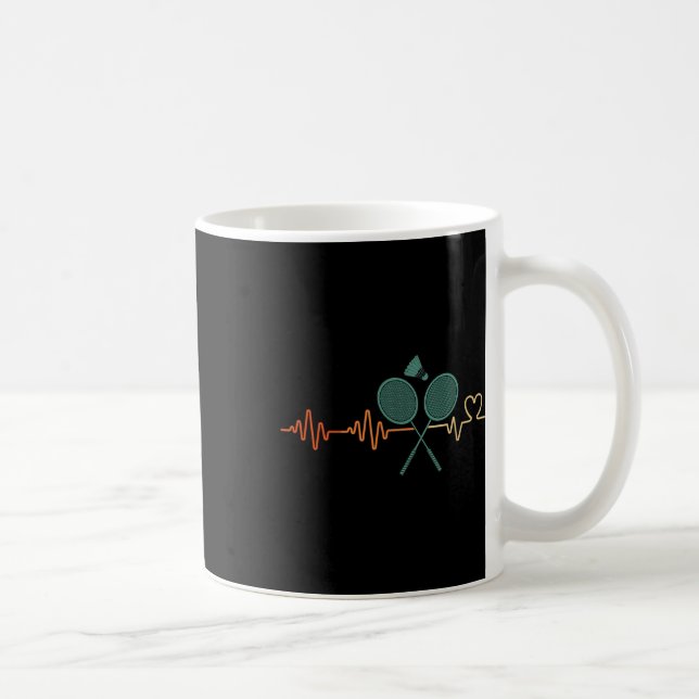 Heartbeat Badminton Federballschläger Retro Spiele Kaffeetasse (Rechts)