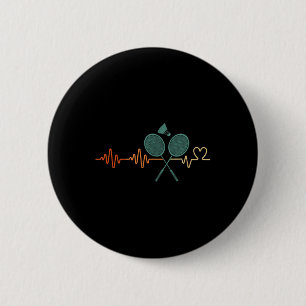 Heartbeat Badminton Shuttle Racket Retro Player Gi Button