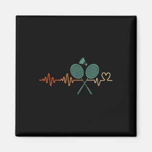 Heartbeat Badminton Shuttle Racket Retro Player Gi Magnet