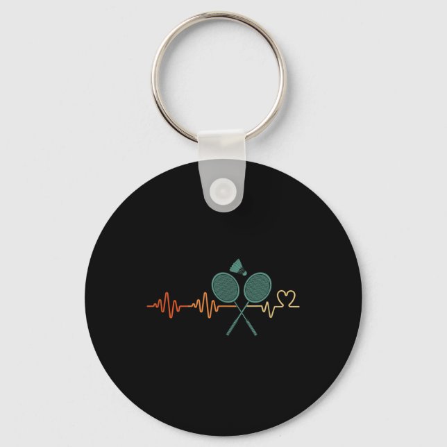 Heartbeat Badminton Shuttle Racket Retro Player Gi Schlüsselanhänger (Vorderseite)