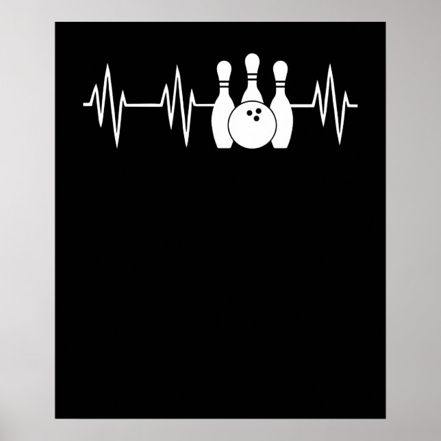 Heartbeat Bowling Heart Bowling Button und Ball Poster (Vorne)