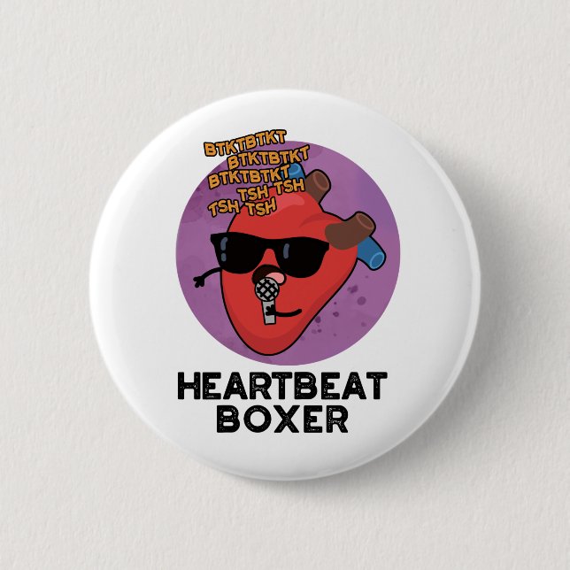 Heartbeat Boxer Funny Music Heart Pub Button (Vorderseite)