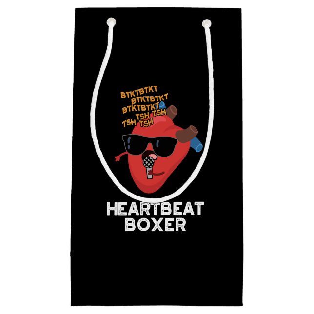 Heartbeat Boxer Funny Music Heart Pub Dark BG Kleine Geschenktüte (Vorderseite)