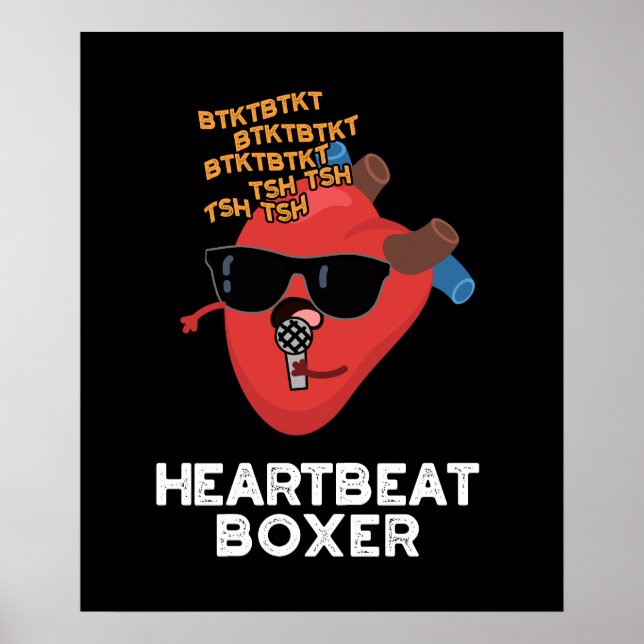 Heartbeat Boxer Funny Music Heart Pub Dark BG Poster (Vorne)