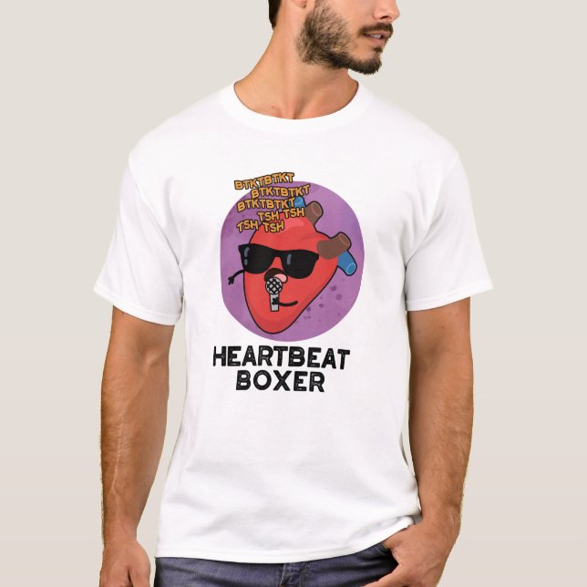 Heartbeat Boxer Funny Music Heart Pub T-Shirt (Vorderseite)