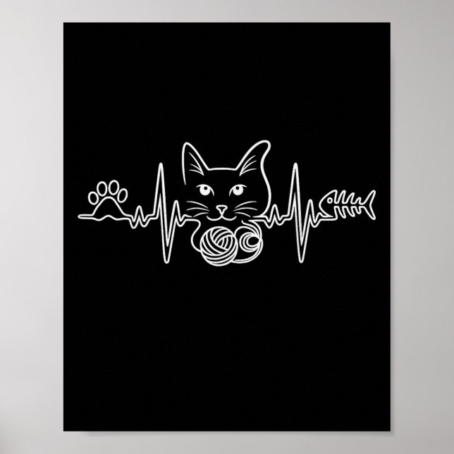 Heartbeat Cat Funny Kitty Geschenk für Katze Mama  Poster (Vorne)