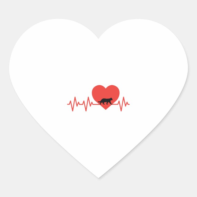 Heartbeat Cat Kitten Liebe Women's Girl's Gift Herz-Aufkleber (Vorderseite)