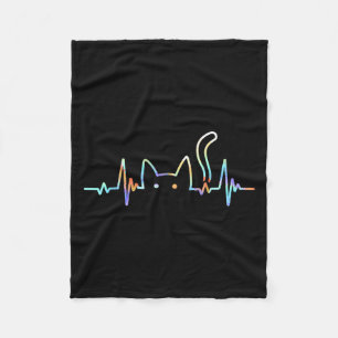 Heartbeat Cat Lover Tierische Silhouette Niedliche Fleecedecke