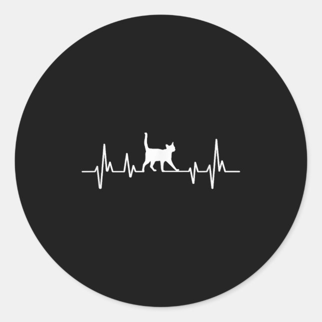 Heartbeat Cat  Runder Aufkleber (Vorderseite)