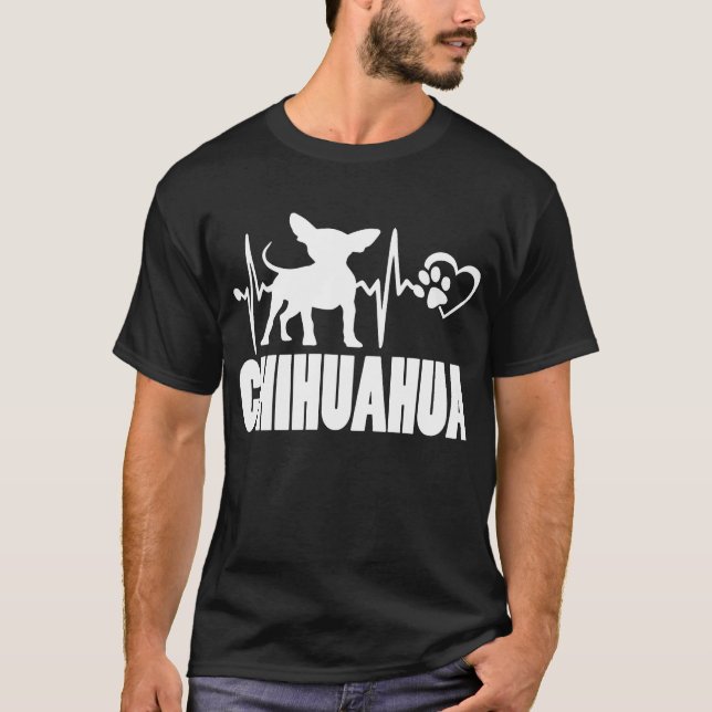 Heartbeat - Chihuahua - Hund Bester Freund T-Shirt (Vorderseite)