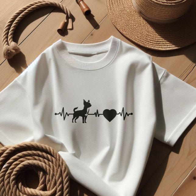 Heartbeat Chihuahua T-Shirt (Heartbeat chihuahua love minimalism dog)
