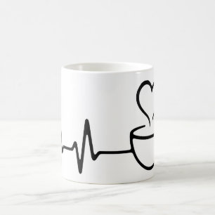 Heartbeat Coffee Line Art Design Kaffeetasse