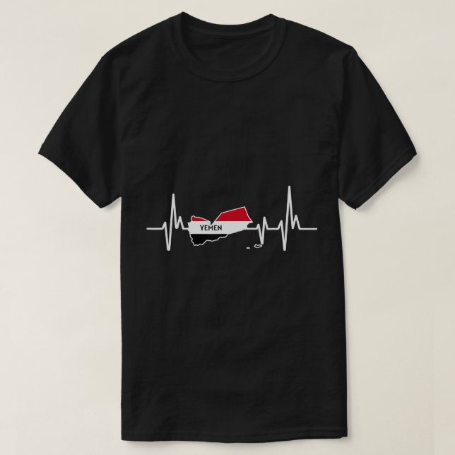 Heartbeat Design Jemenit Flag Jemen T - Shirt (Design vorne)