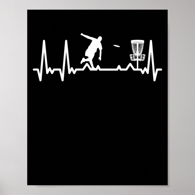 Heartbeat Disc Golf Golfer Pulsfrequenz Rhythmus Poster (Vorne)