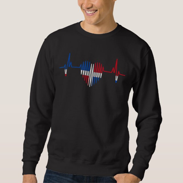 Heartbeat Dominikanische Republik Flag Dominikanis Sweatshirt (Vorderseite)