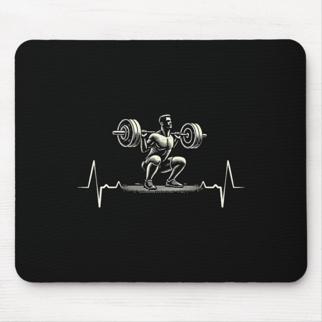 Heartbeat Ecg Bodybuilder Weightlift Mousepad (Vorne)