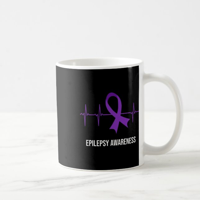 Heartbeat Ecg Design Epilepsie Awareness Kaffeetasse (Rechts)