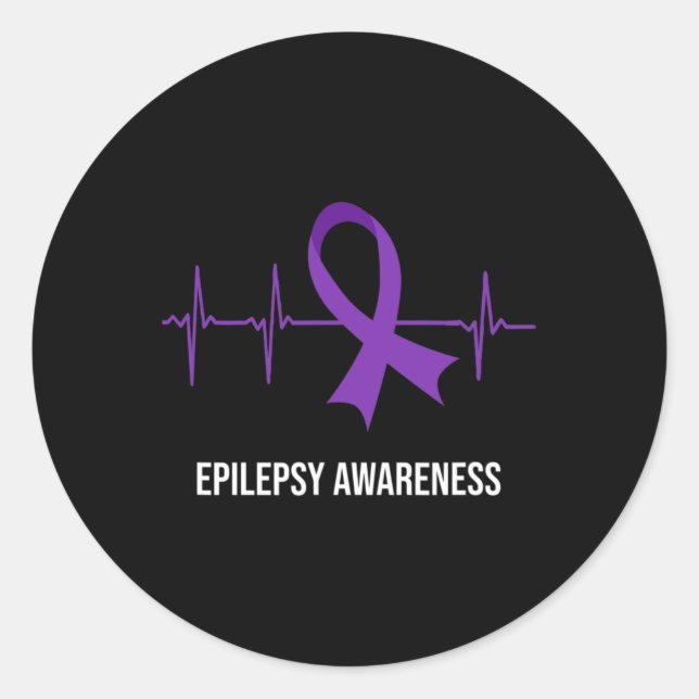 Heartbeat Ecg Design Epilepsie Awareness Runder Aufkleber (Vorderseite)