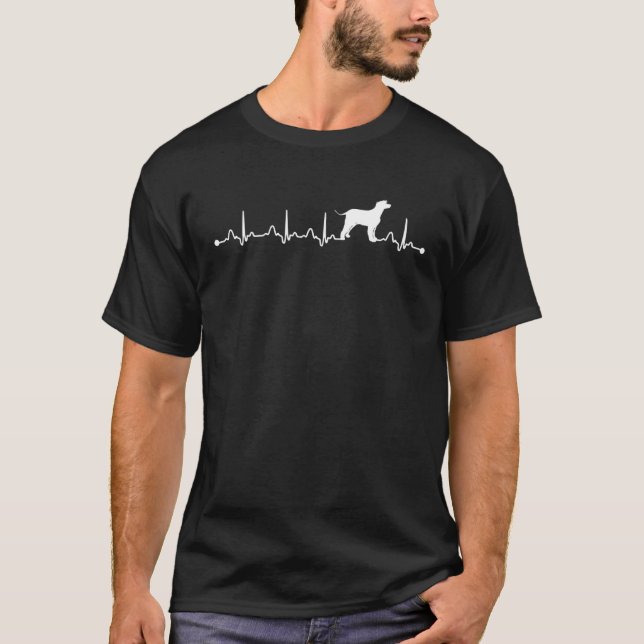 Heartbeat ECG Irish Water Spaniel Mom  Dog T-Shirt (Vorderseite)