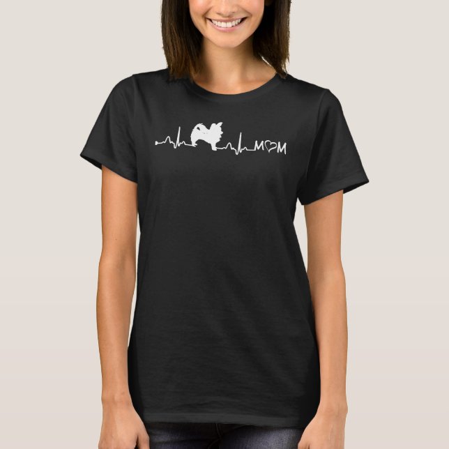 Heartbeat Ekg Long Coat Chihuahua Mama T-Shirt (Vorderseite)