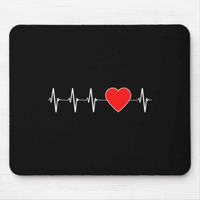 Heartbeat Ekg Rote Herzkrankheiten Bewusstsein Mousepad (Vorne)